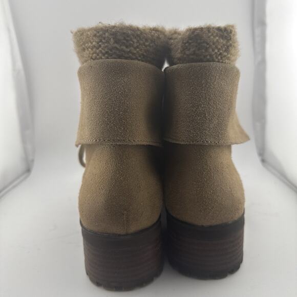 LUCKY BRAND Huntress Lace Up Ankle Boots Tan w/ knit collar Size 9 M/ EU 39 EUC - Picture 4 of 6